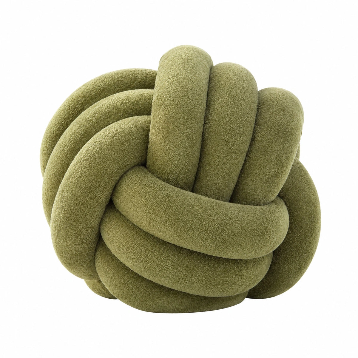 Dekokissen 30 cm aus Textil in Olivgrün - geknüpftes Zierkissen