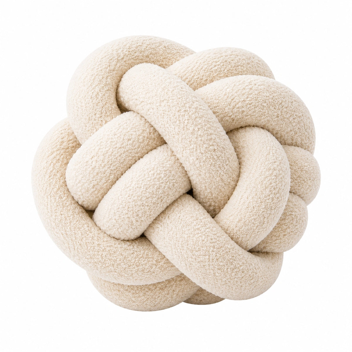 Knotenkissen 30 cm aus Bouclé Stoff Creme dekoratives Sofakissen