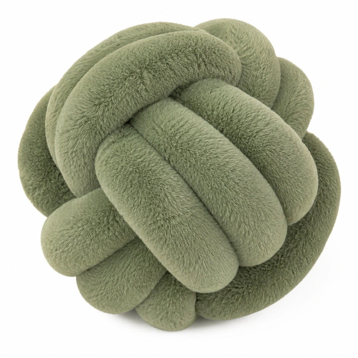 Knotenkissen 30 cm aus Plüsch Salbeigrün dekoratives Sofakissen