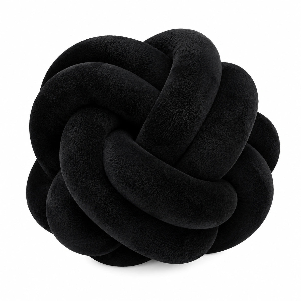 Knotenkissen 30 cm schwarzes Plüsch Dekokissen