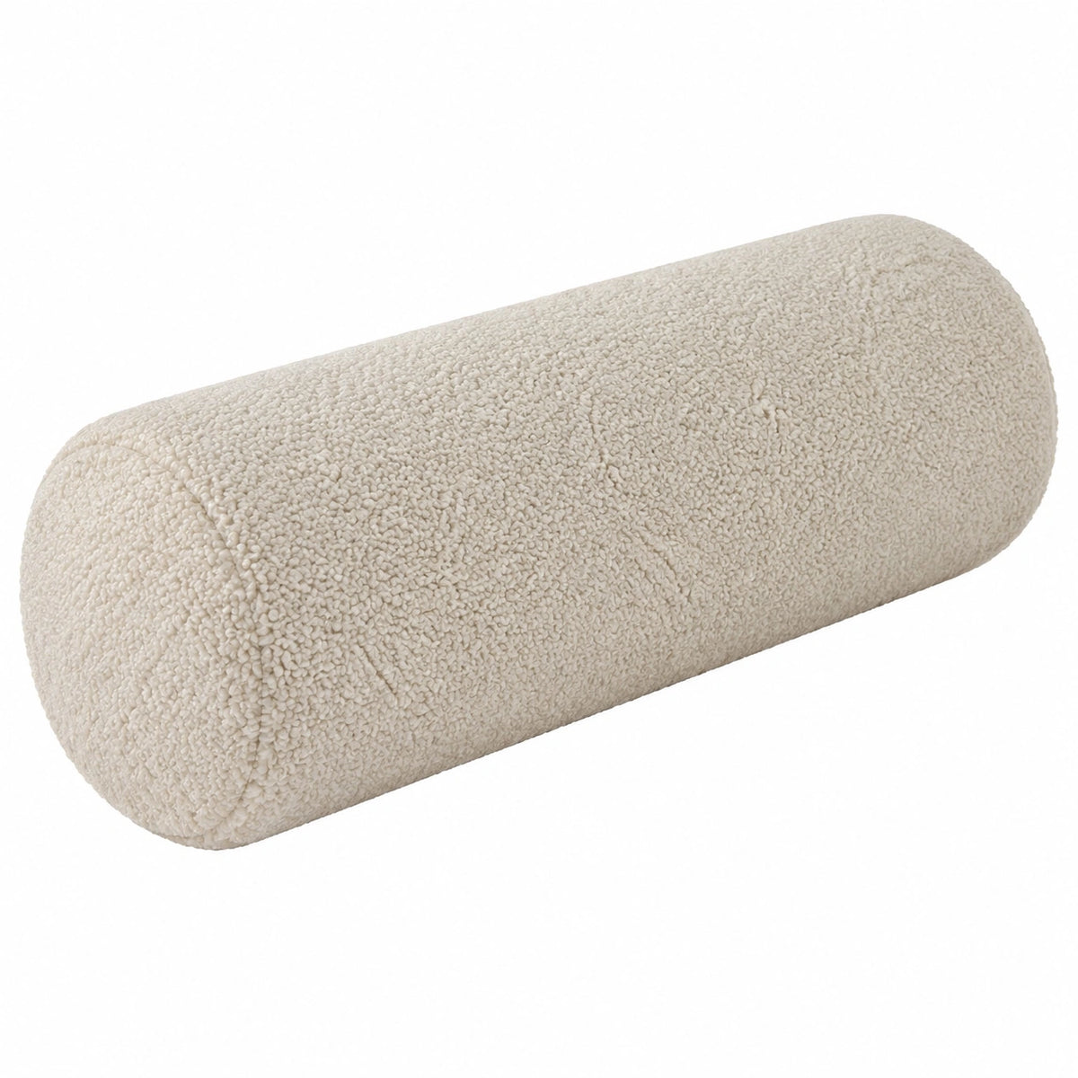Nackenrolle 20 x 50 cm in Creme mit Bouclé-Bezug für Sofa und Bett