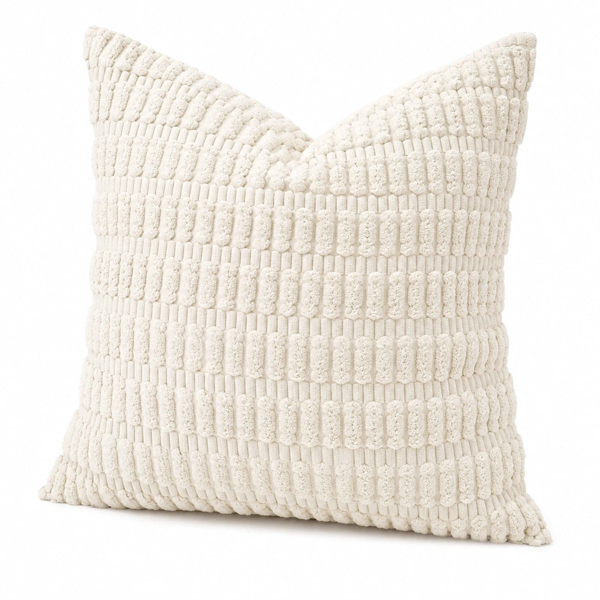 Dekokissen 45 x 45 cm Textil Creme strukturiert für Wohnräume