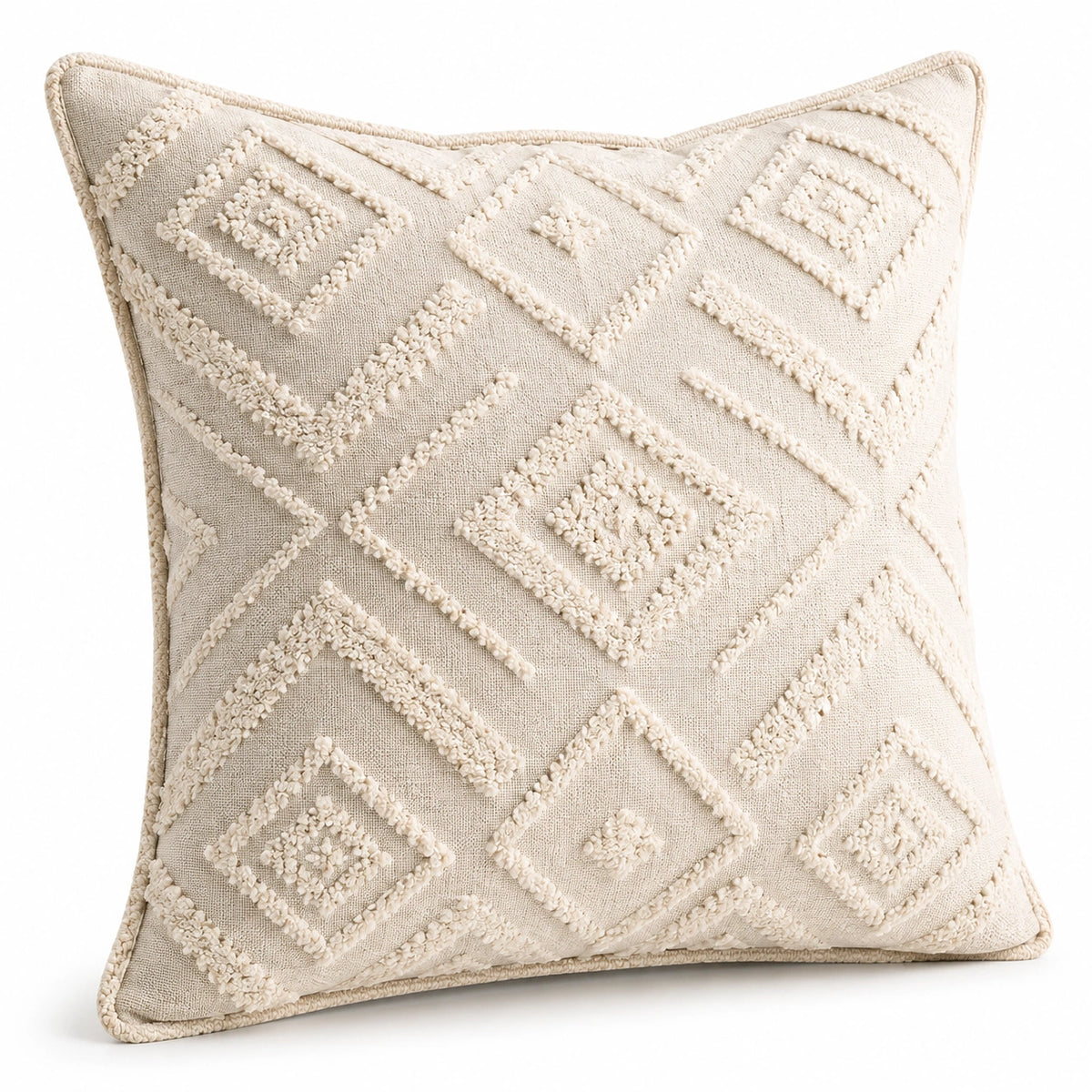 Dekokissen 45 cm x 45 cm Beige Textil mit Strukturmuster