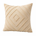 Dekokissen 45 x 45 cm gewebter Textilbezug Beige mit geometrischem Reliefmuster