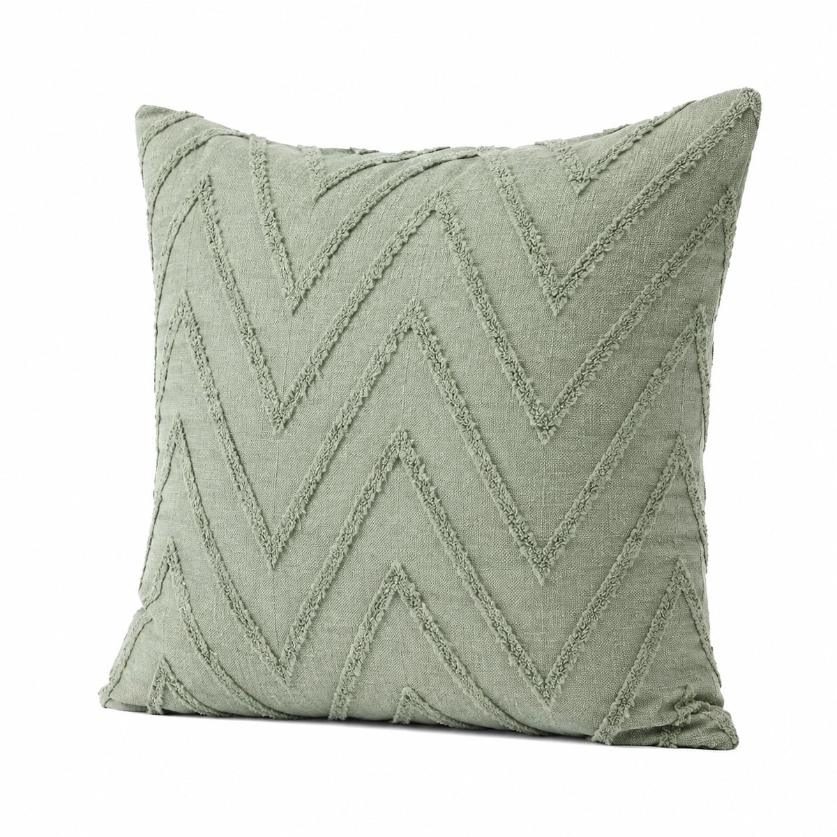 Dekokissen 45 x 45 cm Salbeigrün Textil mit Zickzackstruktur