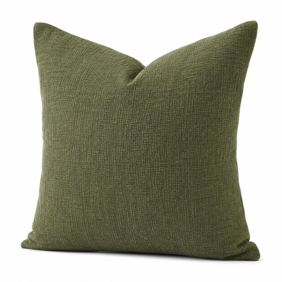 Dekokissen 50 x 50 cm Olivgrün strukturierter Textilbezug für Sofa und Bett