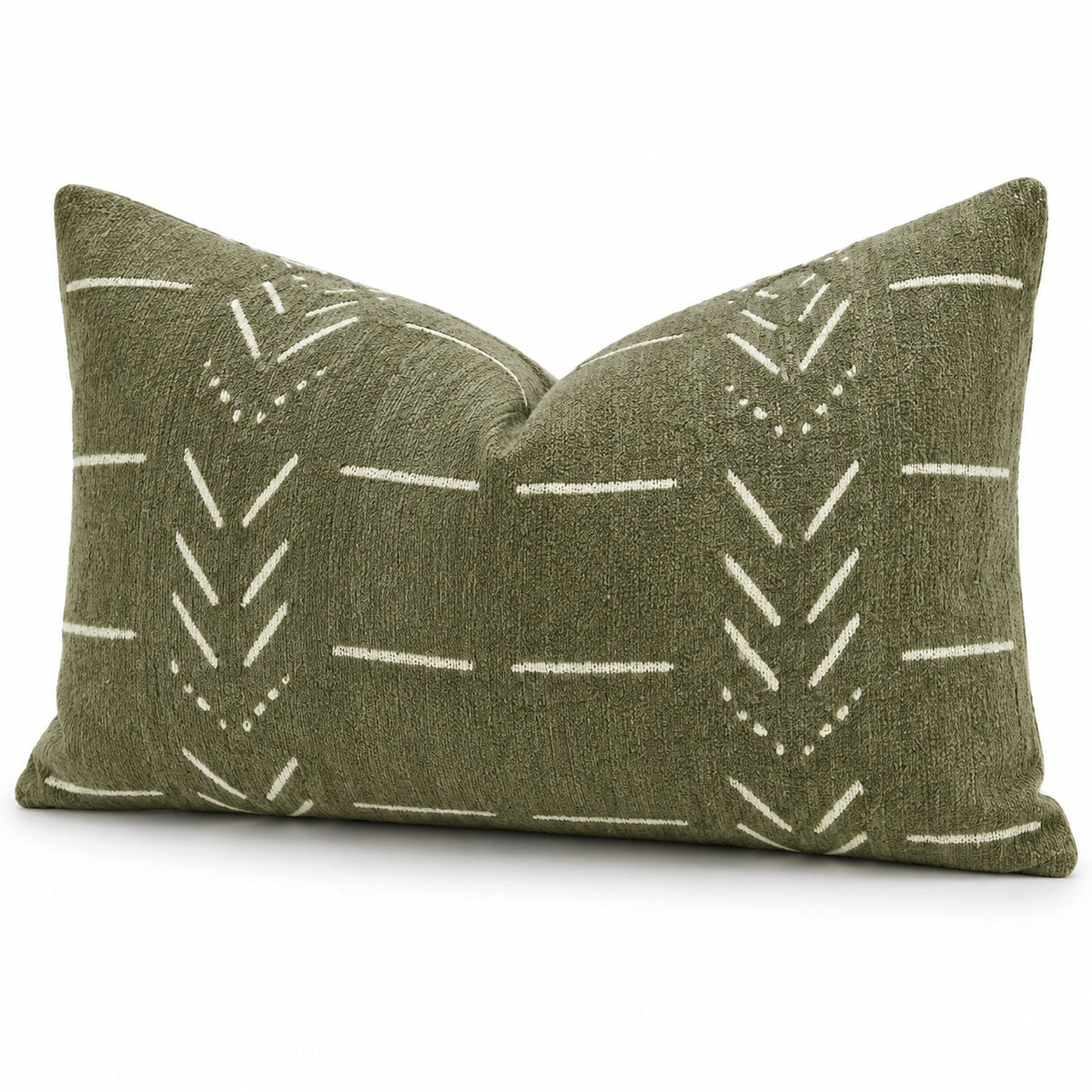Dekokissen 50 x 30 cm aus Polyester Olivgrün mit geometrischem Muster