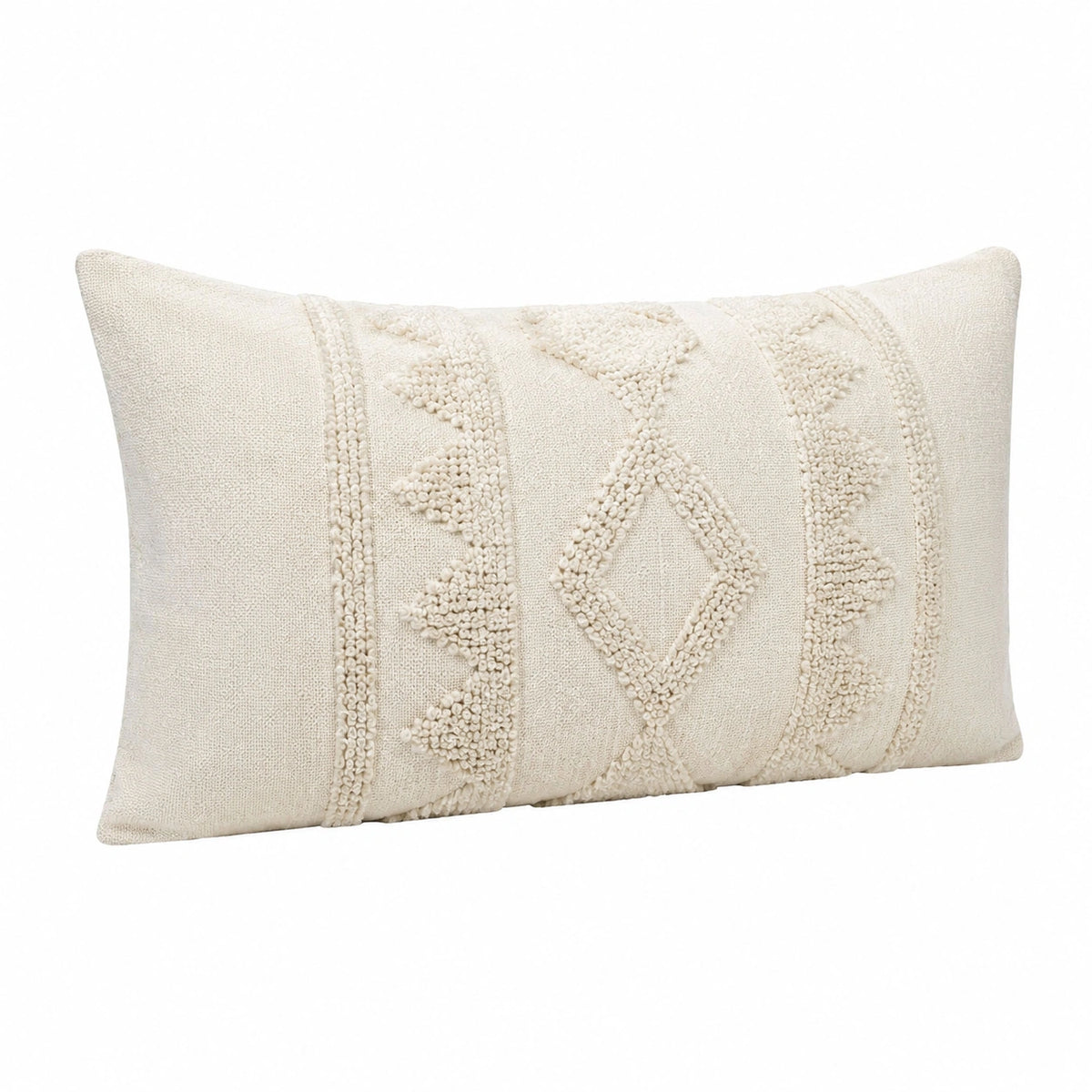 Dekokissen 50 x 30 cm Creme Textil mit geometrischer Struktur
