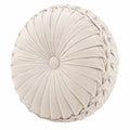 Rundes Dekokissen 45 cm aus Samt in Creme mit Faltenstruktur