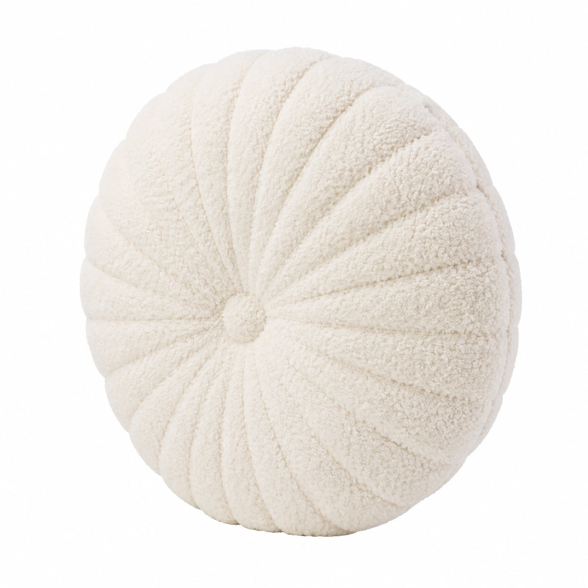 Rundes Zierkissen 45 cm aus Teddyfleece in Creme für Sofa und Wohnbereich