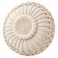 Rundes Zierkissen 45 cm Baumwolloptik Creme mit Makramee Sonnenmuster